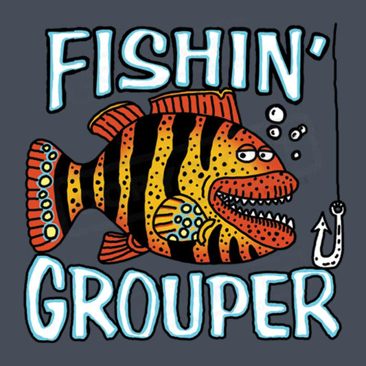 Fun Fishin' Grouper Cartoon Design Tee - Pack of 25