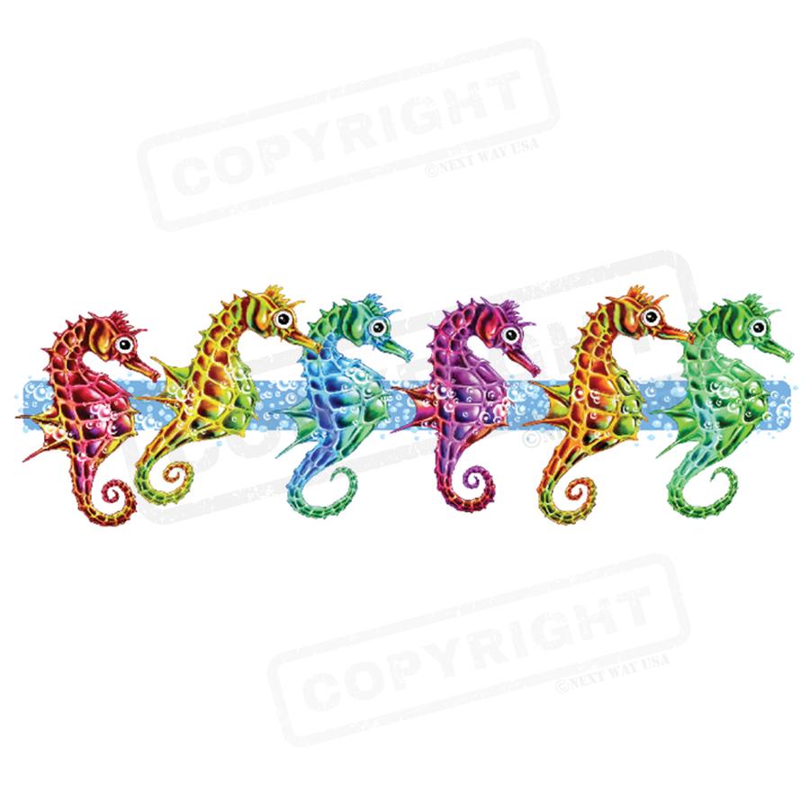 Colorful Seahorse Screen Transfer Design - Pack of 25