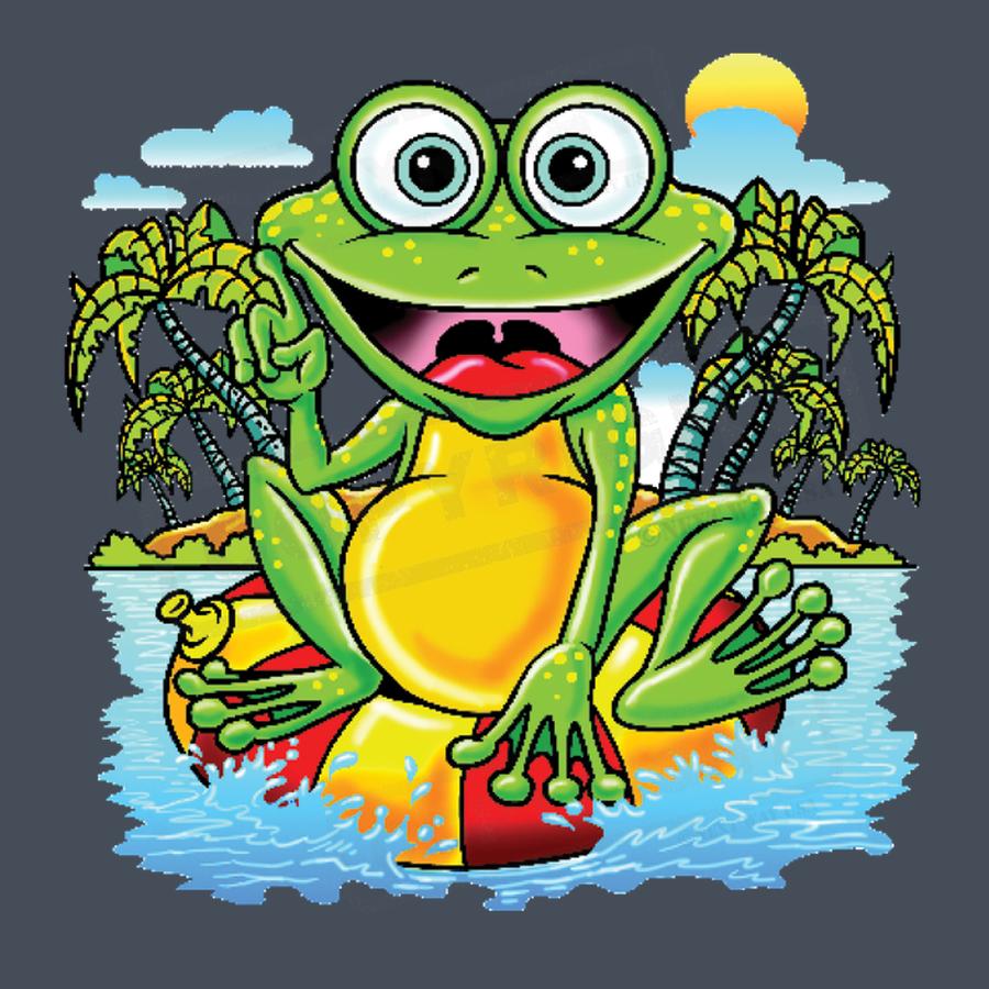 Cheerful Frog on Tropical Vacation Shirt Transfer - Pack of 25