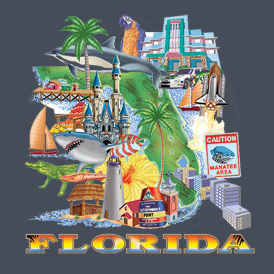 Vibrant Florida Icons Screen Transfer Design - Pack of 25