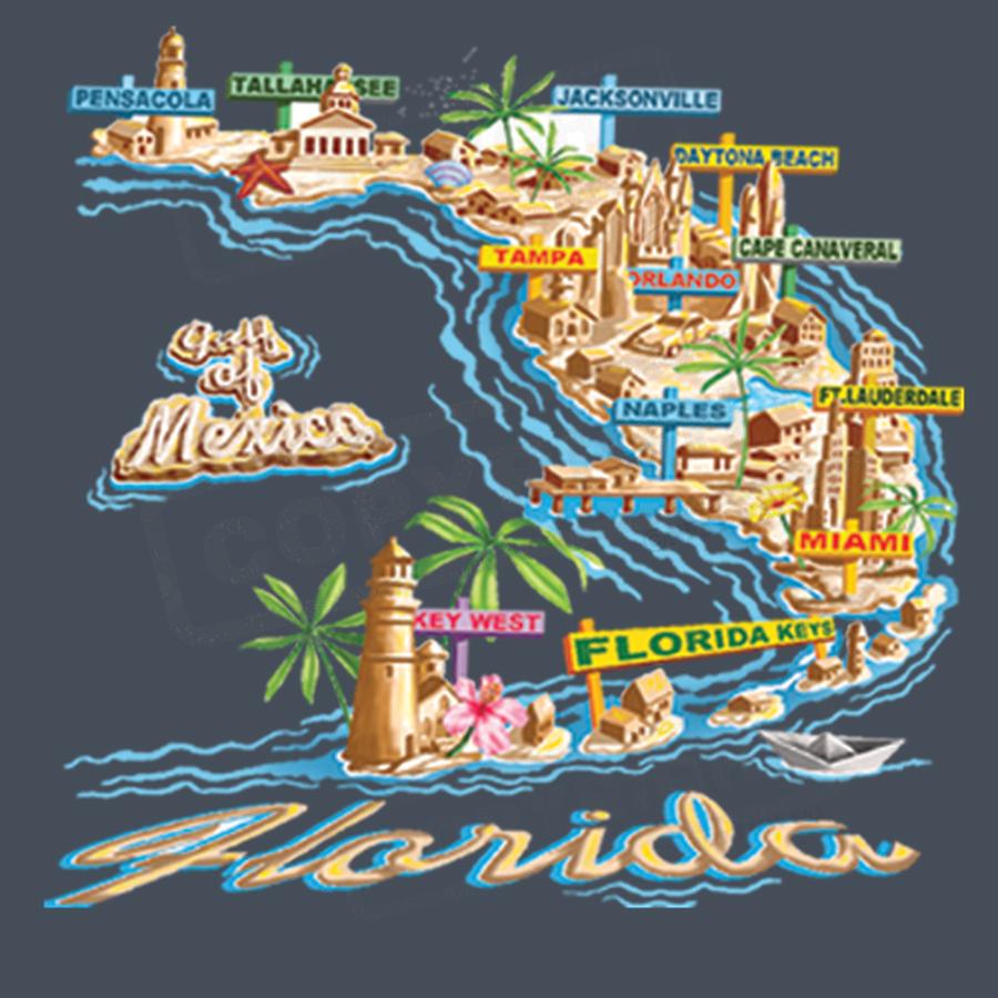 Vibrant Florida Map Screen Transfer Design - Pack of 25