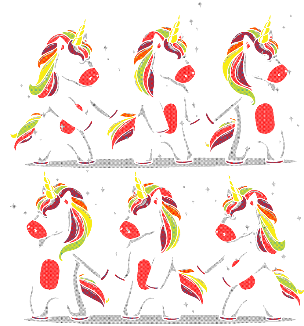 Colorful Dancing Unicorns Screen Transfer - Pack of 25