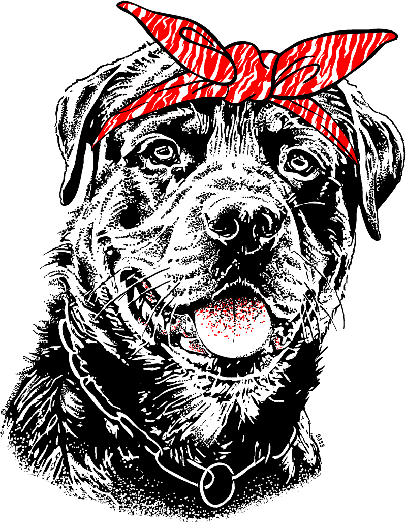 Retro Dog Print with Red Bandana Design - Pack of 25