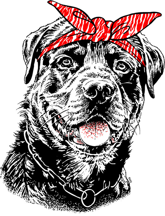 Retro Dog Print with Red Bandana Design - Pack of 25