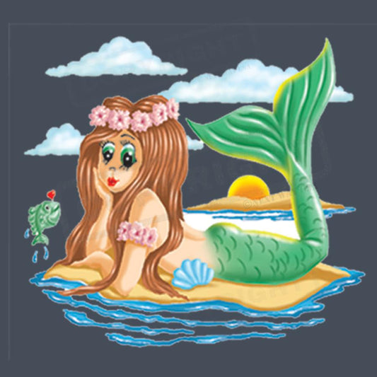 Enchanting Mermaid on Island Screen Transfer - Pack of 25