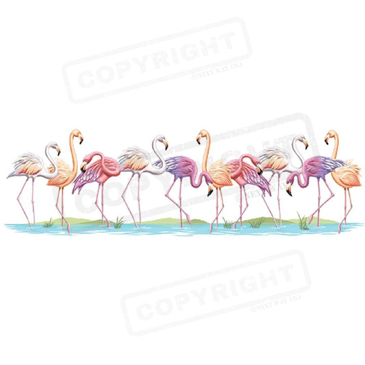 Vibrant Flamingos Watercolor Screen Transfer - Pack of 25