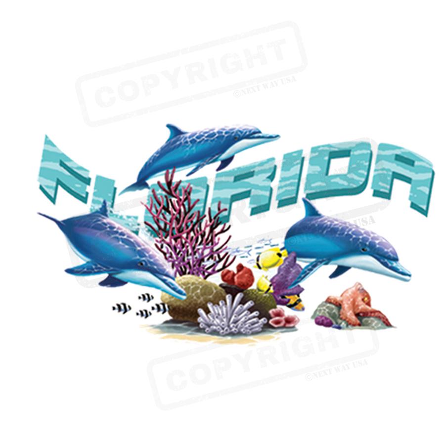 Vibrant Florida Dolphin Ocean Screen Transfer - Pack of 25