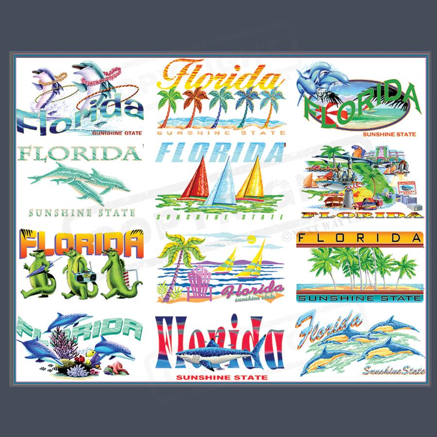 Vibrant Florida Screen Transfers Collection - Pack of 25