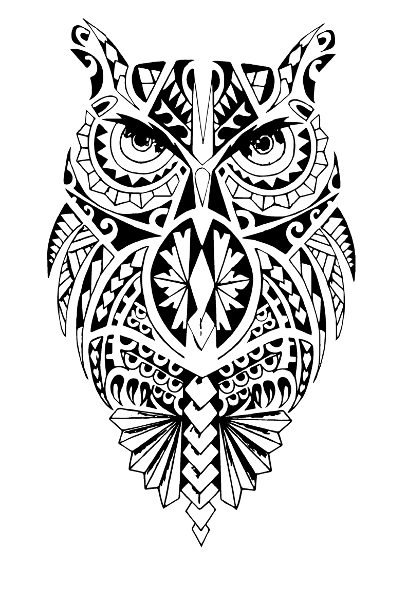 Intricate Geometric Owl Design T-Shirt Transfer - Pack of 25