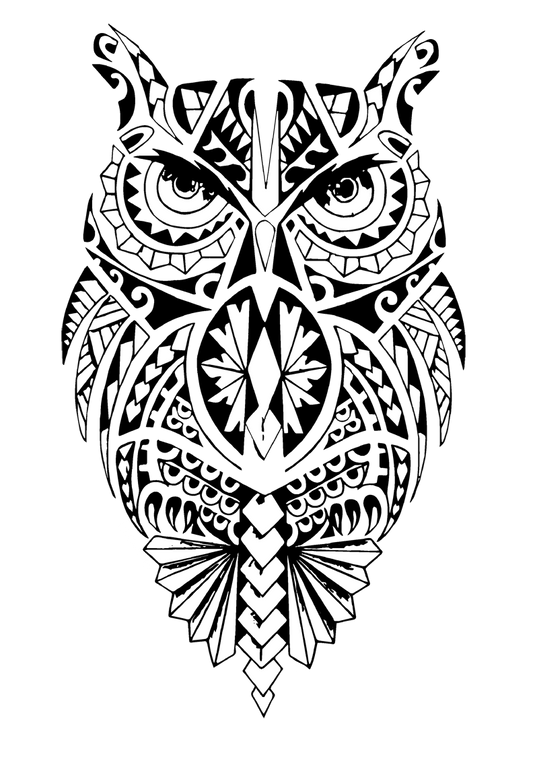 Intricate Geometric Owl Design T-Shirt Transfer - Pack of 25