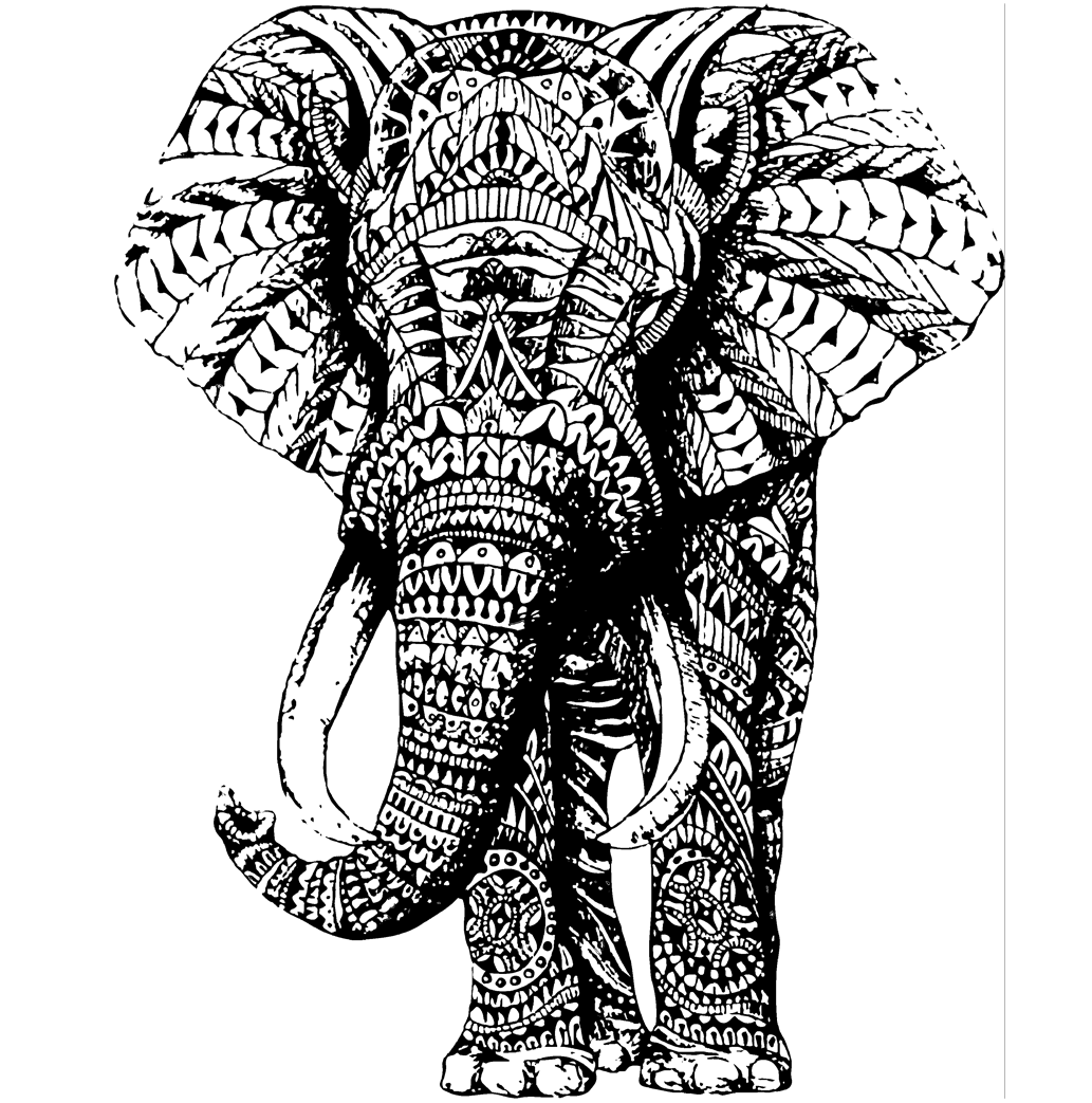 Intricate Elephant Mandala Design Transfer - Pack of 25