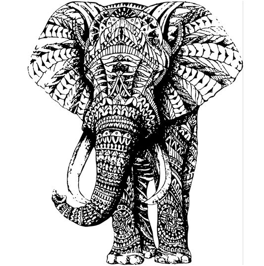 Intricate Elephant Mandala Design Transfer - Pack of 25