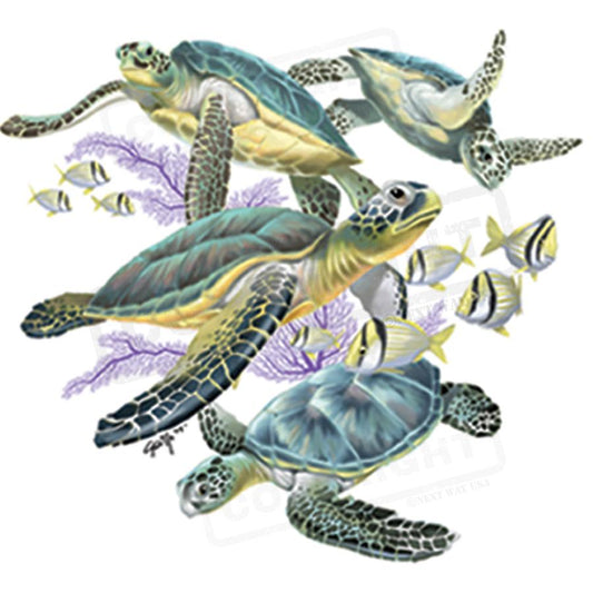 Vibrant Sea Turtles Screen Transfer Art - Pack of 25