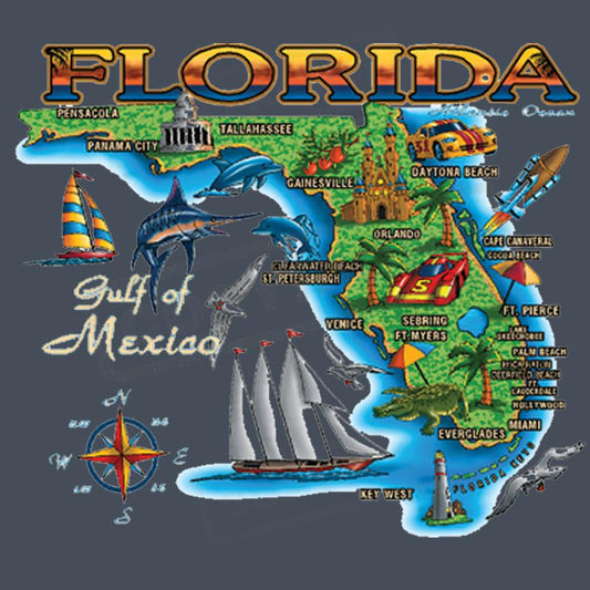 Vibrant Florida Map Screen Transfer Design - Pack of 25