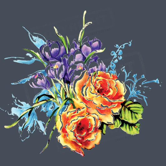 Vibrant Floral Bouquet Screen Transfer Design - Pack of 25