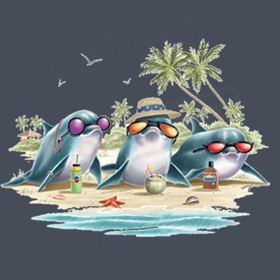 Cool Dolphin Beach Vibes Screen Transfer - Pack of 25