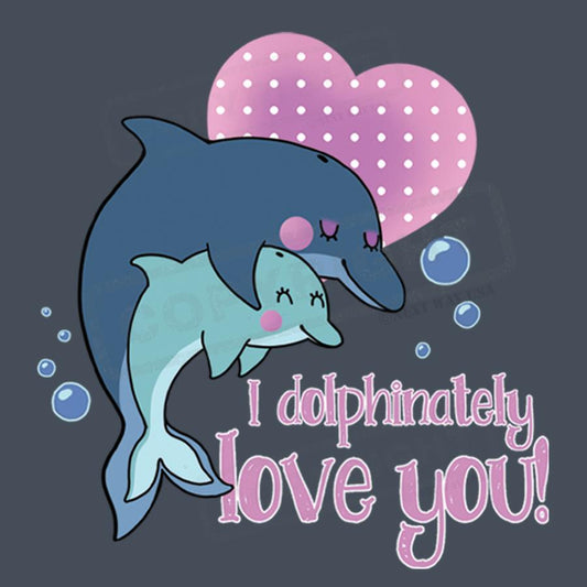 Cute Dolphin Love Screen Transfer Design - Pack of 25