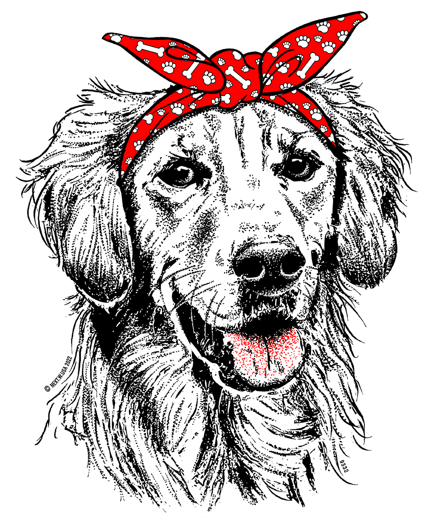 Retro Dog Bandana Screen Transfer Design - Pack of 25