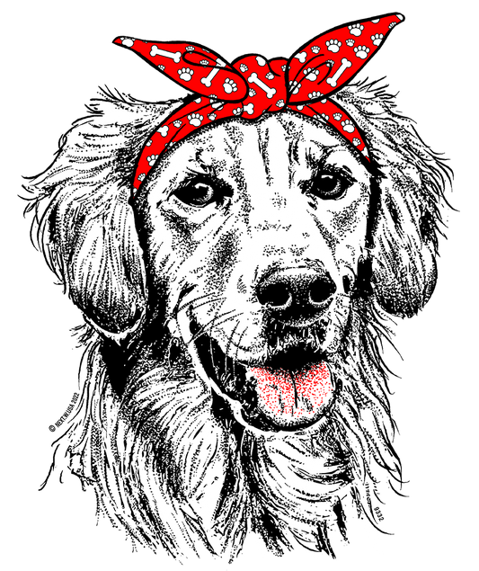 Retro Dog Bandana Screen Transfer Design - Pack of 25