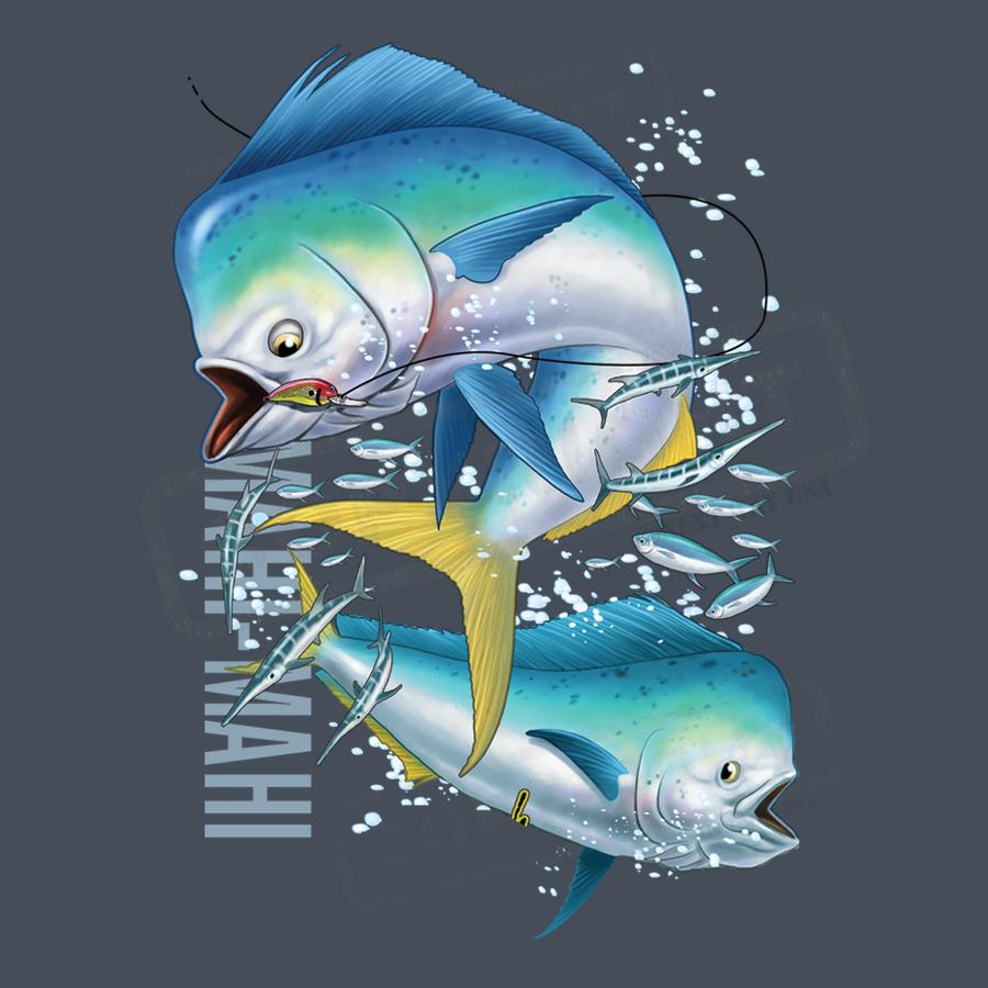 Vivid Mahi Mahi Fish Screen Transfer Design - Pack of 25