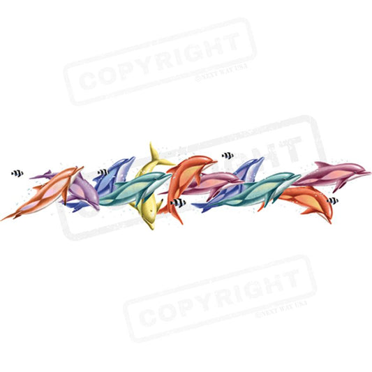 Vibrant Dolphins Ocean Scene Transfer - Pack of 25