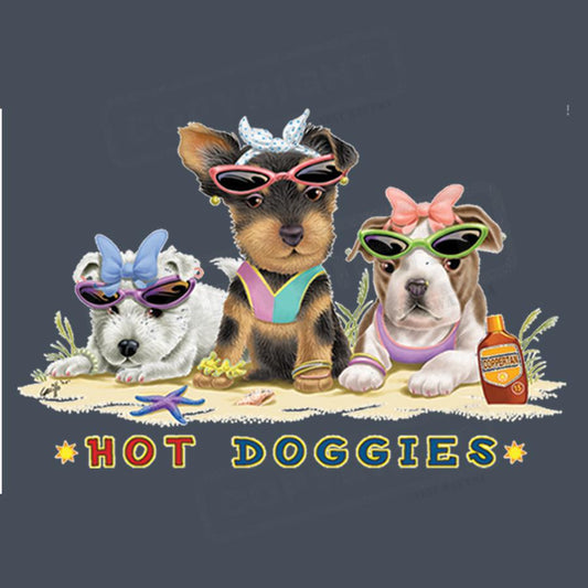 Cute Beach Dogs Screen Transfer Design - Pack of 25