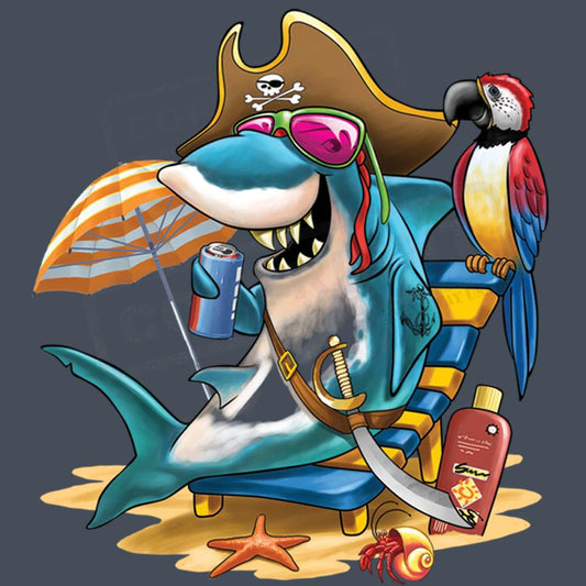 Pirate Shark Beach Vibes Screen Transfer - Pack of 25