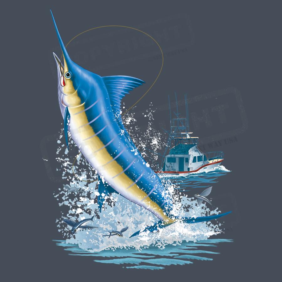 Vibrant Marlin And Fishing boat- Pack Of 25