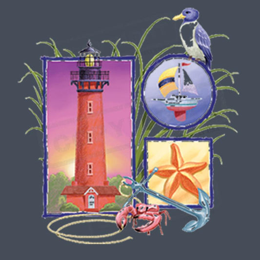 Coastal Lighthouse and Sea Life Design Transfer - Pack of 25