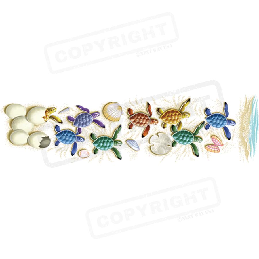 "Colorful Sea Turtle Beach Design Transfer" - Pack of 25