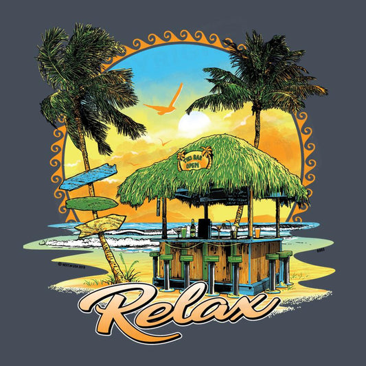 Tropical Beach Bar Sunset Scene Design - Pack of 25