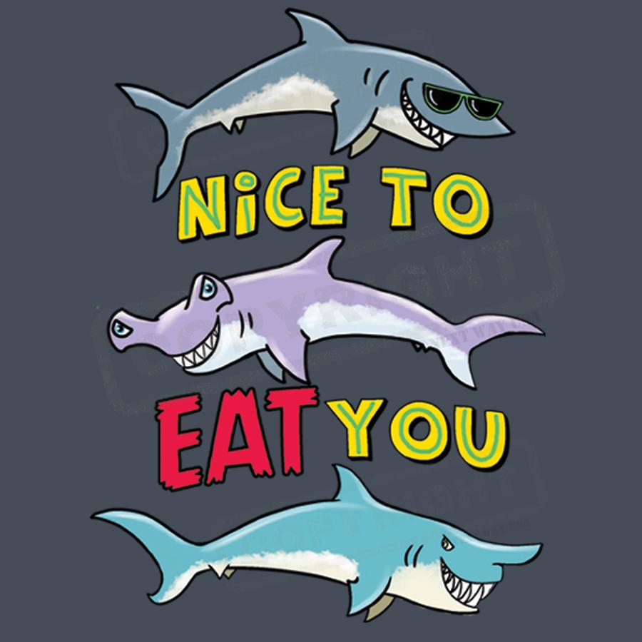 "Funny Shark Cartoon T-Shirt Design" - Pack of 25