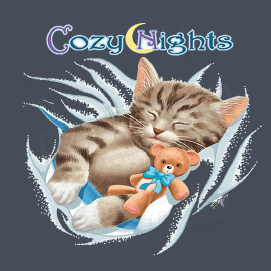 Cozy Nights Cat and Teddy Screen Transfer - Pack of 25