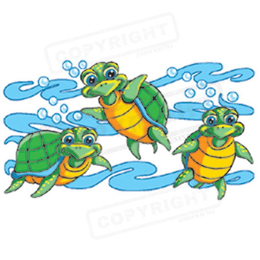 Cute Sea Turtle Trio Screen Transfer Design - Pack of 25