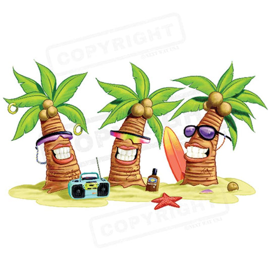 Fun Tropical Palm Trees Beach Scene Design - Pack of 25