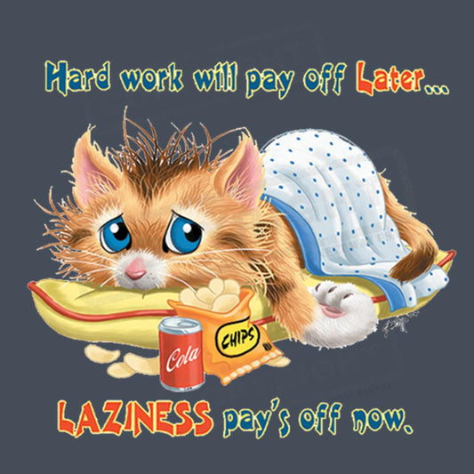 Lazy Cat Humor: Hard Work Later Graphic Tee - Pack of 25