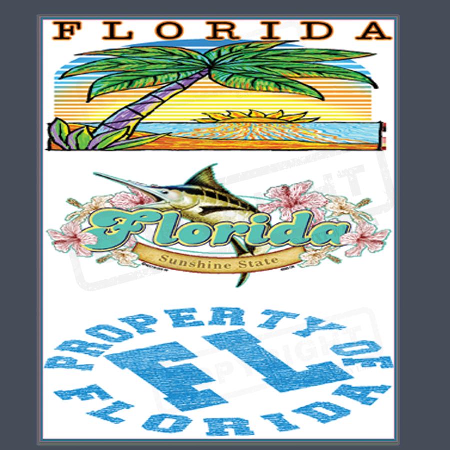 Vibrant Florida Screen Transfer Designs - Pack of 25