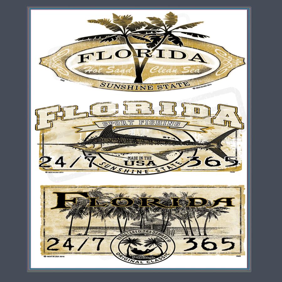 Vintage Florida Beach Graphic Transfers - Pack of 25