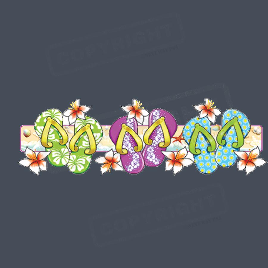 Colorful Flip Flop Floral Screen Transfer - Pack of 25