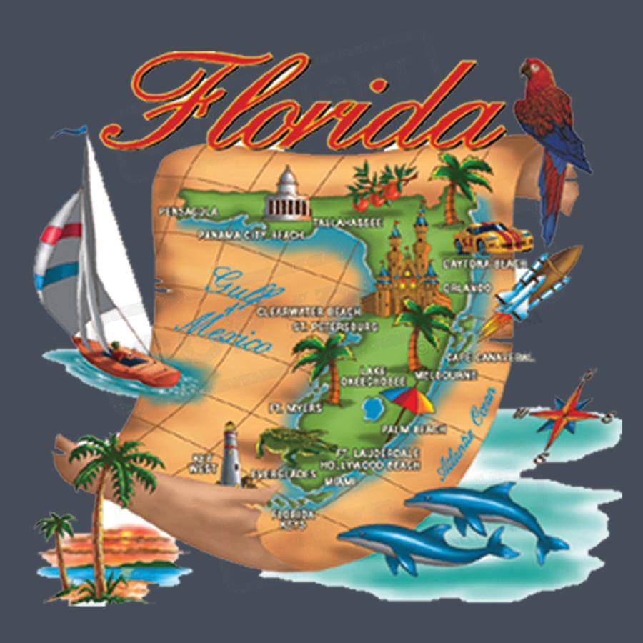 Florida Beach Map Screen Transfer Design - Pack of 25