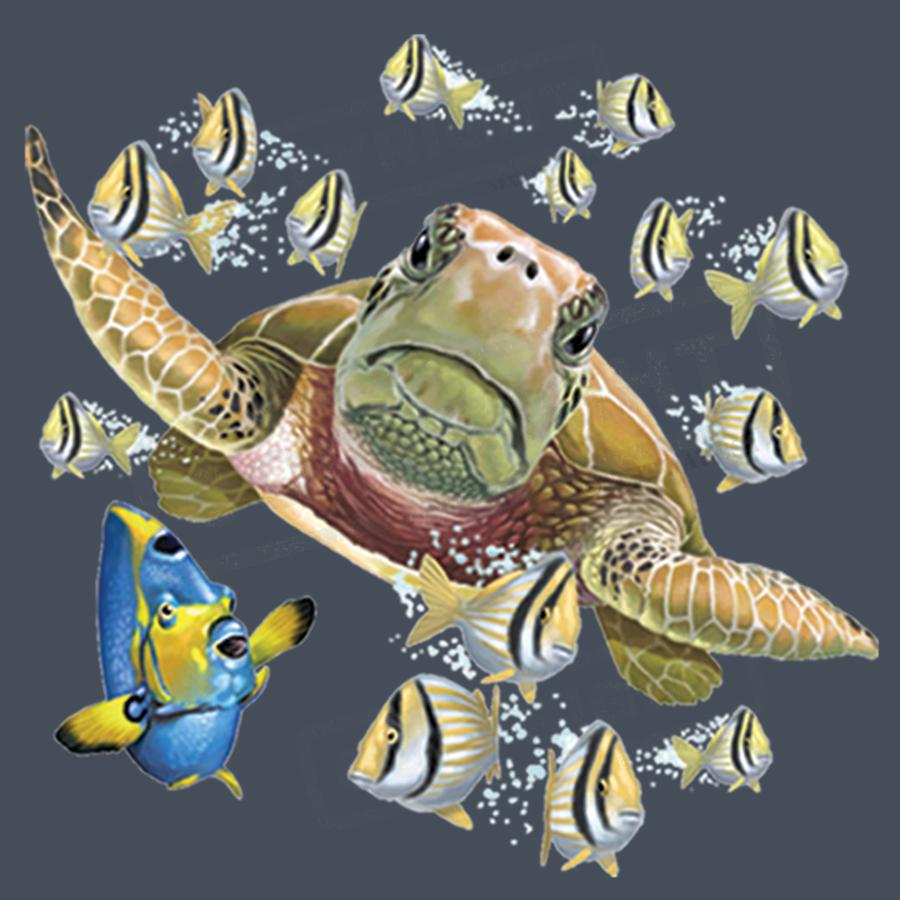 Vibrant Sea Turtle and Fish Design Transfer - Pack of 25